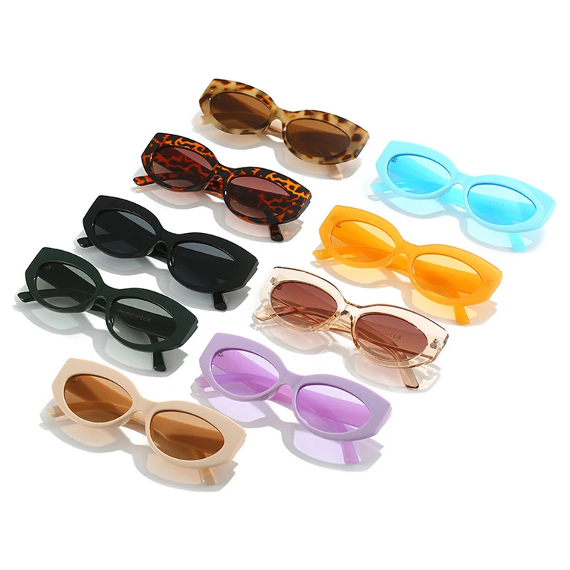 SO & EI gafas de sol Retro de ojo de gato Color gelatina para mujer, gafas de sol ovaladas de diseñador de marca a la moda, gafas de sol UV400 para hombre, gafas de sol de tendencia