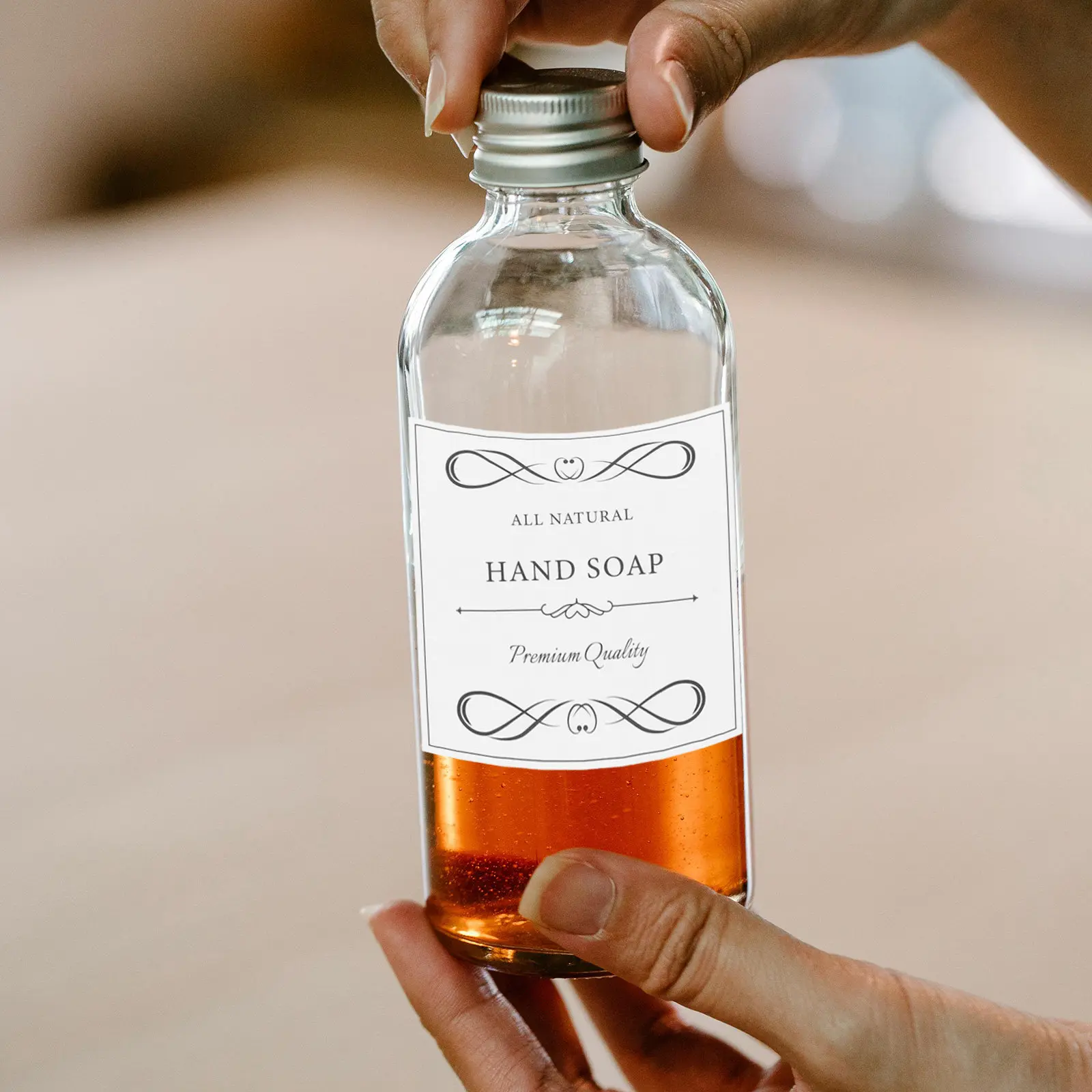 6Sheets Waterproof Self-Adhesive Soap Labels for Bathroom Glass Bottles Shampoo Dish Soap Dispensers Space Saving Easy Peel