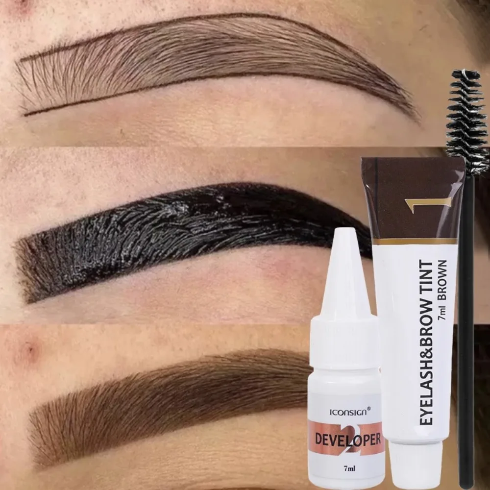 Semi-Permanente Wimper Wenkbrauw Kleurstof Kit 2 In 1 Waterdichte Snelle Kleurstof Wenkbrauw Verbeteren Langdurige Zwartbruine Wenkbrauw Cosmetica