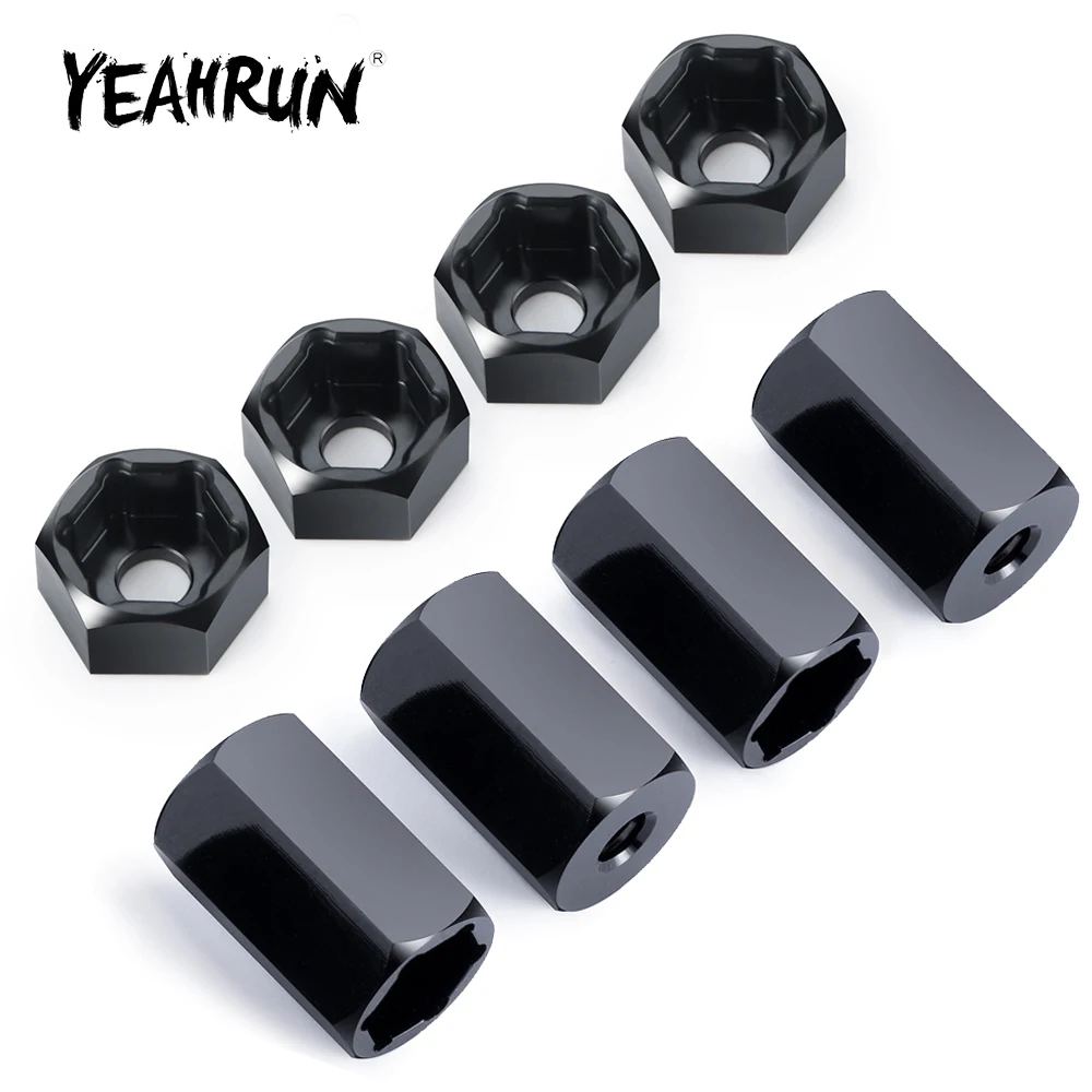 YEAHRUN 4Pcs 5mm to 7mm Aluminum Alloy Hex Wheel Hub Adapters Conversion for SCX24 to WPL D12 1/10 RC Car Truck Upgrade Parts