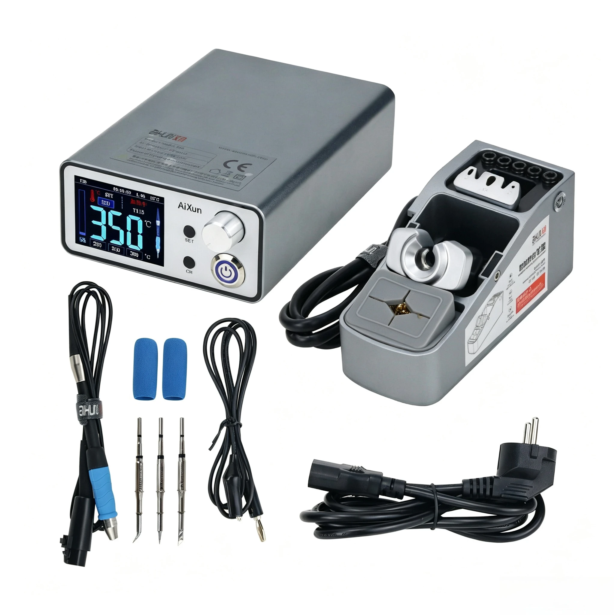 AIXUN T3B Intelligent Soldering Station Equipped with T210 T115 Handles, Complete Tips Set for PCB Electronic Repair