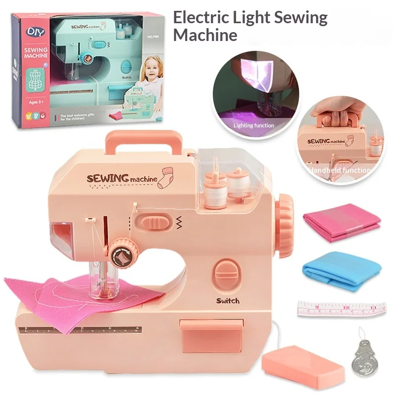 

Kids Electric Sewing Machine with Lighting Handheld Function 2 Colors DIY Toy Improve Hand-Eye Coordination for Children