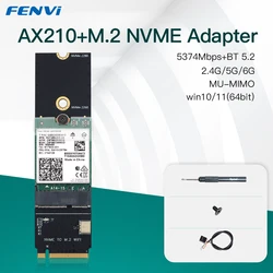 5374Mbps WiFi 6E AX210 2.4G/5Ghz/6Ghz For Bluetooth 5.2 To M Key NVMe SSD Port Network Wlan Wifi Adapter WiFi 6 Intel AX200 Card