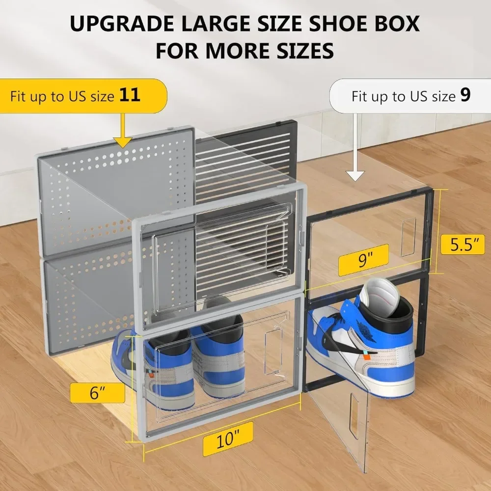 1PC Shoes Organizer Transparent Shoes Case Stackable Dustproof High-top Cabinet Shoe Rack Shelf Dormitory Home Storage