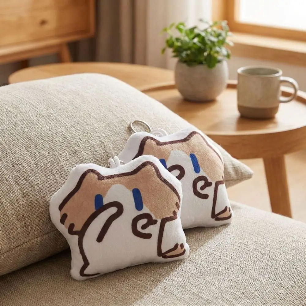 Cute Press Sound Cat Sound Keychain Cartoon Abstract Stuffed Cat Pendant Lint Resistant Animal Mini Cat Key Ring Student