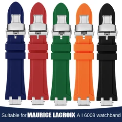 For MAURICE LACROIX AIKON Rubber Strap connector AI6008 6038 6007 Bracelet Quick Release Metal Steel Head silicone Watch band