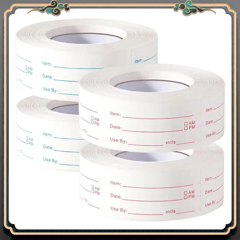 Reliable-4 Rolls 2000Pieces Removable Freezer Labels, 1 X 2Inch Food Date Stickers Food Date Labels Refrigerator Food Labels