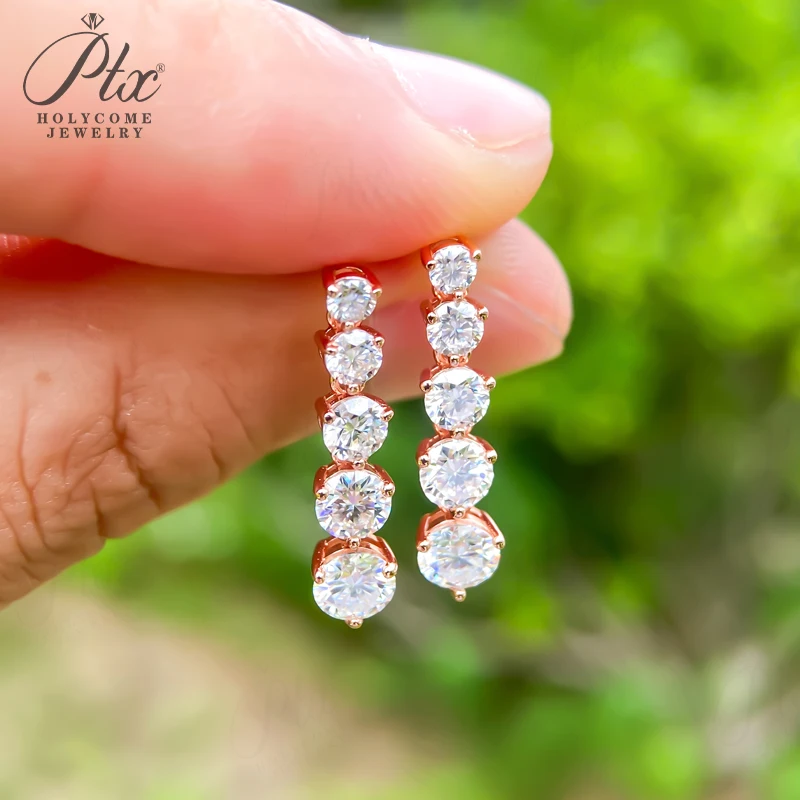 

Подвеска с кисточкой, серьги-гвоздики для пирсинга, десять камней, круглая форма, муассанит, стерлинговое серебро 925, свадебные украшения высшего качества