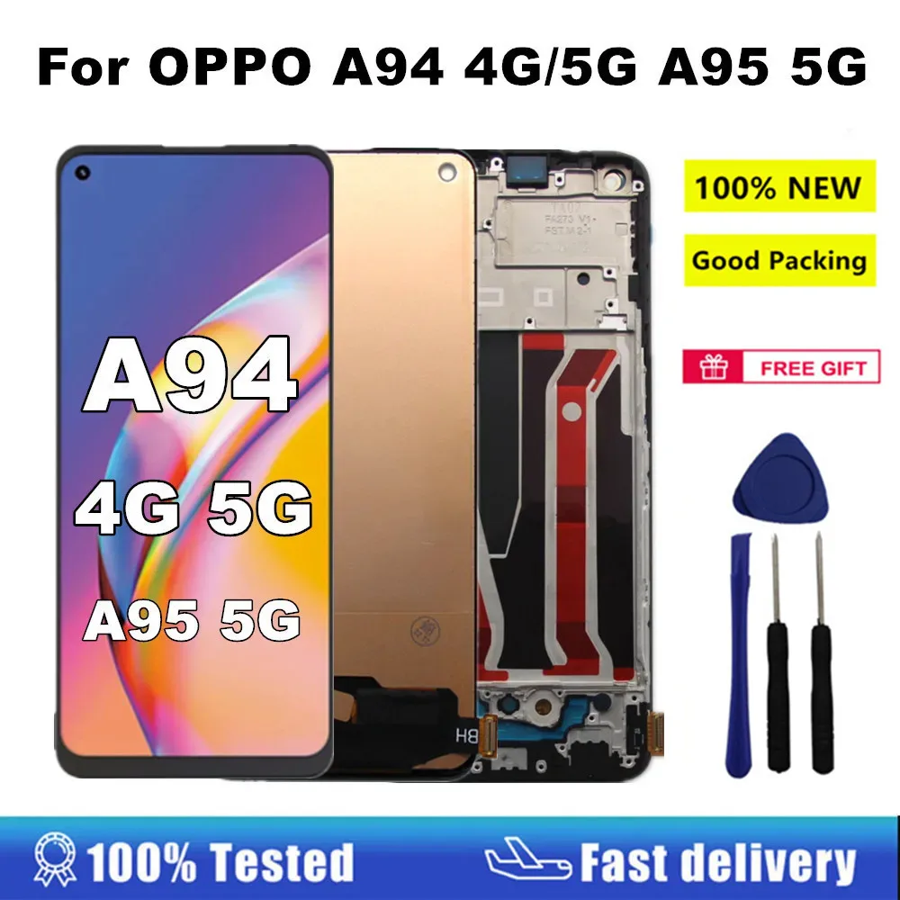 AMOLED Screen For OPPO A94 5G A95 5G LCD Display Touch Screen Digitizer Assembly Replacement For OPPO A94 4G CPH2203 CPH2211