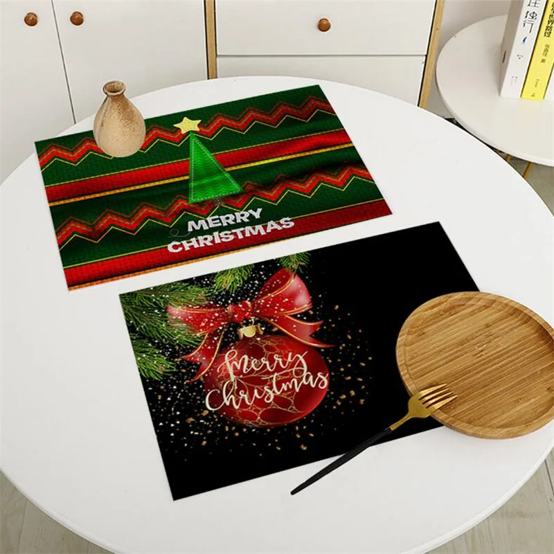 1PCS New Christmas Tree Snowman Meal Mat Set Printed PU Material Anti fouling and Thermal Insulation Table Pad 30*40CM