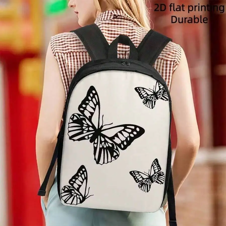 

Lightweight Large Capacity Butterfly Print Backpack For Travel Commuting College