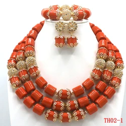 African Beads Wedding Necklace Set Artificial Coral Beads Jewelry Set Wholesale Nigeria Bride Wedding