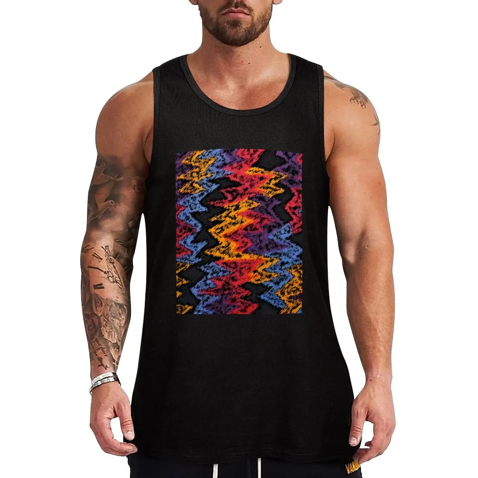 

Nothing But Net Retro Pattern Tank Top Short sleeve gym clothing men gym wear men
