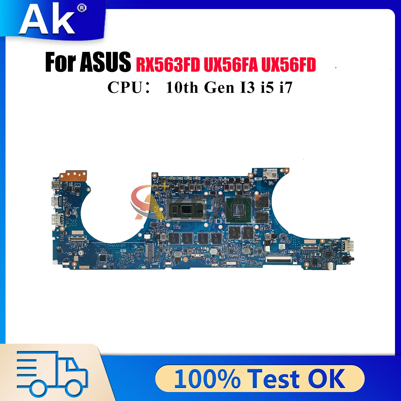 

UX563FD Материнская плата для ноутбука ASUS ZenBook RX563FD UX56FD UX563 BX563FD UX56FA Q536FD Материнская плата для ноутбука 10-го поколения I3 i5 i7