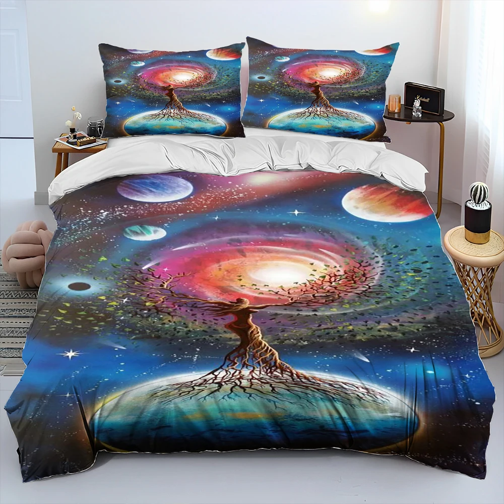 Tree of Life 7 Chakra Mandala Muse Comforter Bedding Set,Duvet Cover Bed Set Quilt Cover Pillowcase,King Queen Size Bedding Set