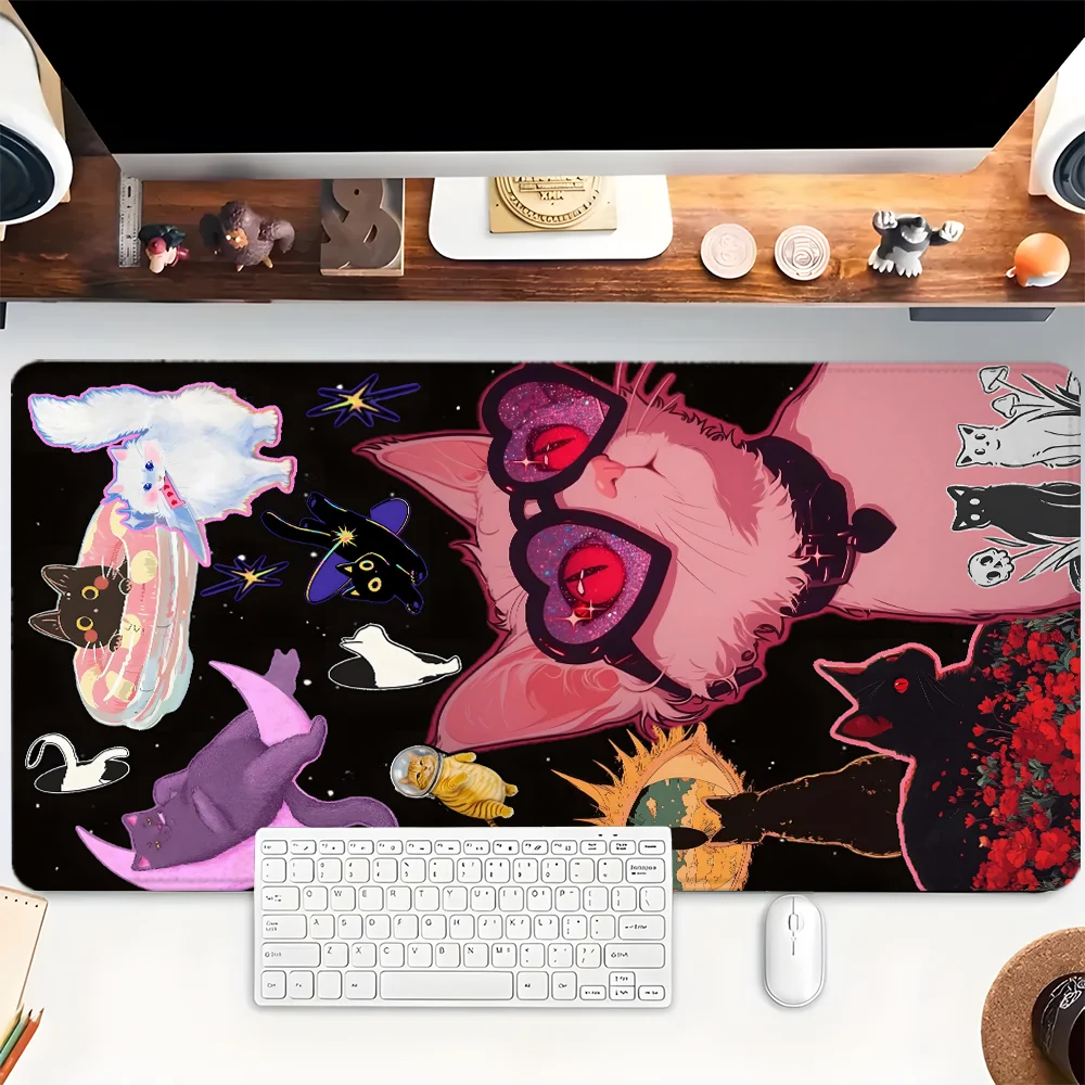 

Милый настольный коврик с рисунком кота, резиновые коврики для мыши, коврики для мыши в стиле аниме, милые настольные аксессуары, аксессуары для ноутбука