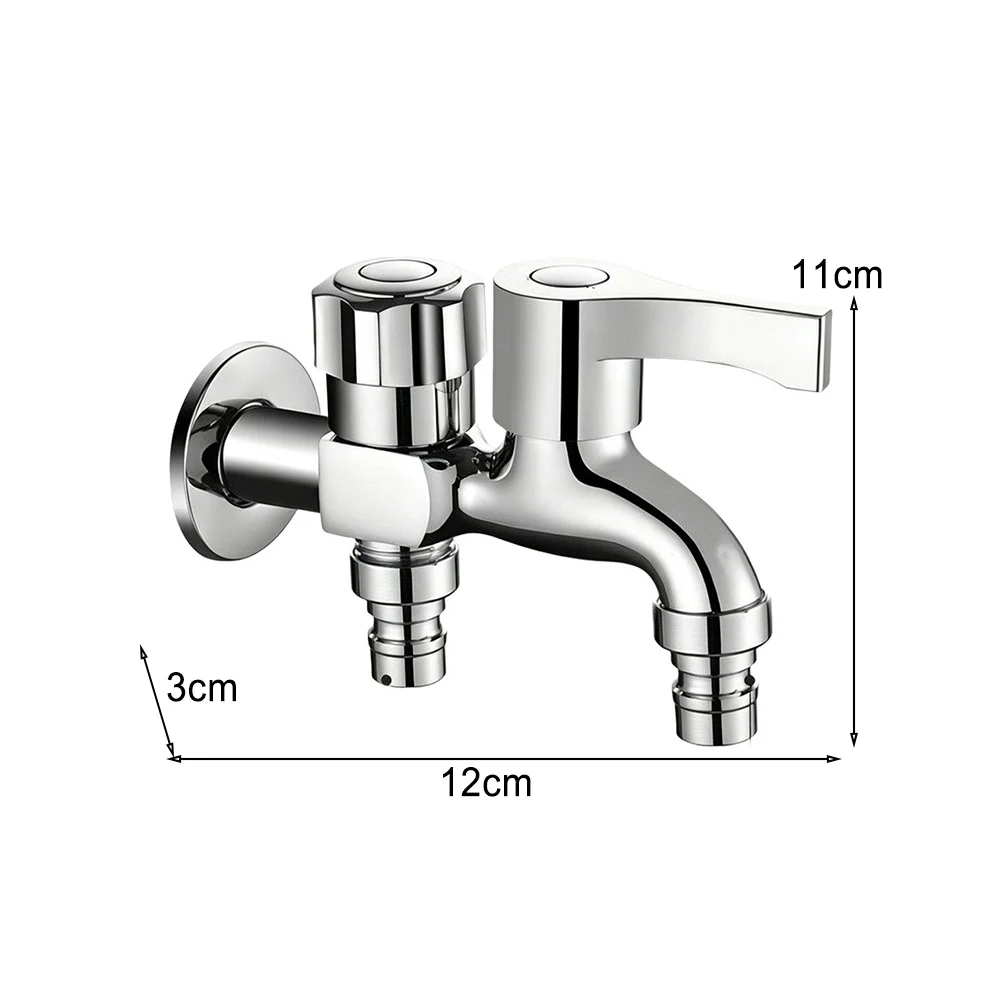 Zinc Alloy Outdoor Faucet Compatible with For washing Machine Quick Connect Fitting Copper Core 12x11x3cm Silver
