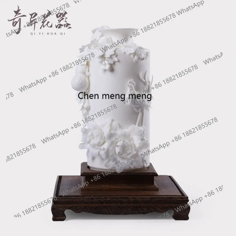 C56 New Chinese high-grade suet jade white porcelain vase ornament, decorative gift ornament