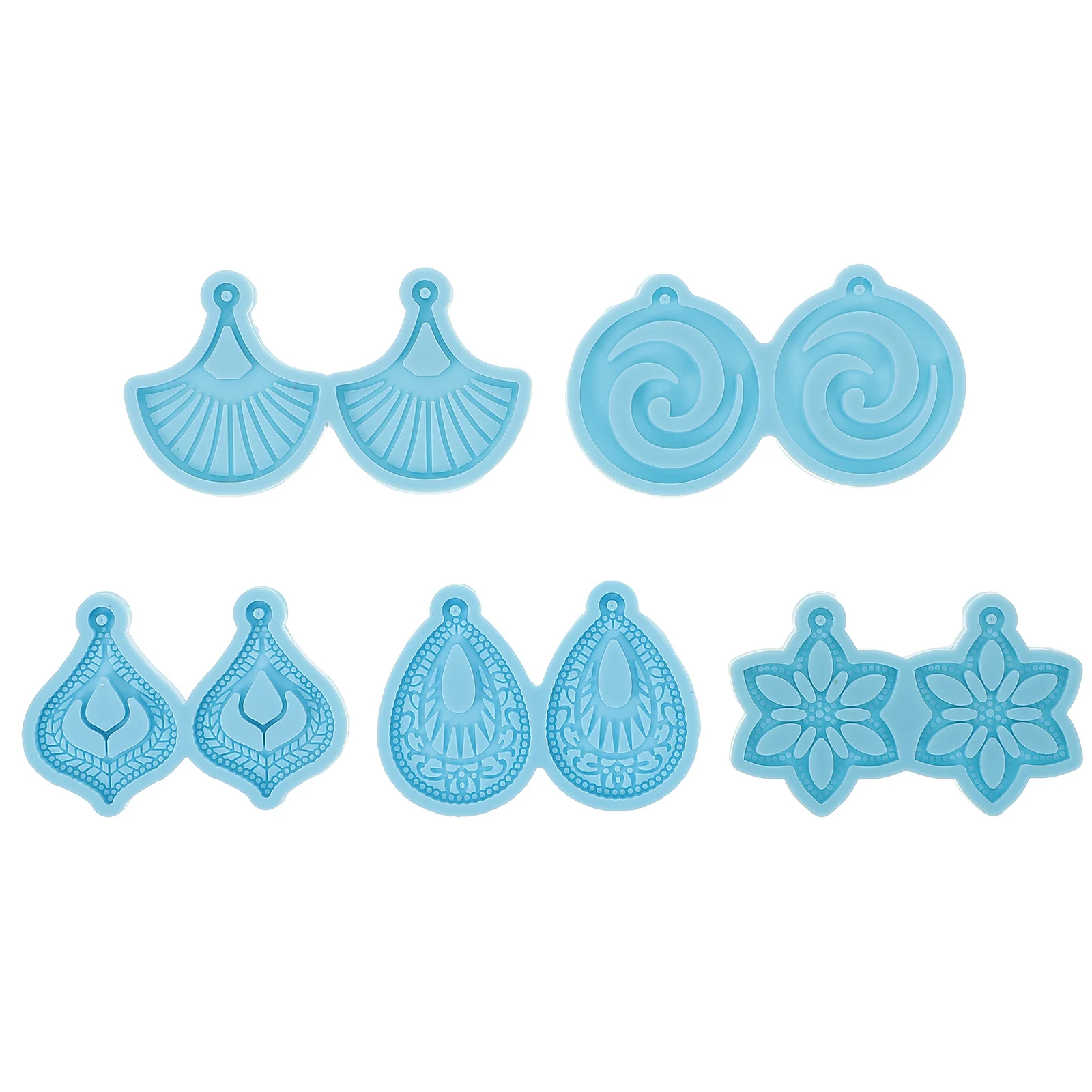5 Pcs Earring Mold Jump Rings for Jewelry Making Pendant Casting Molds DIY Crystal Epoxy Silicone Geometric Geometry Candy