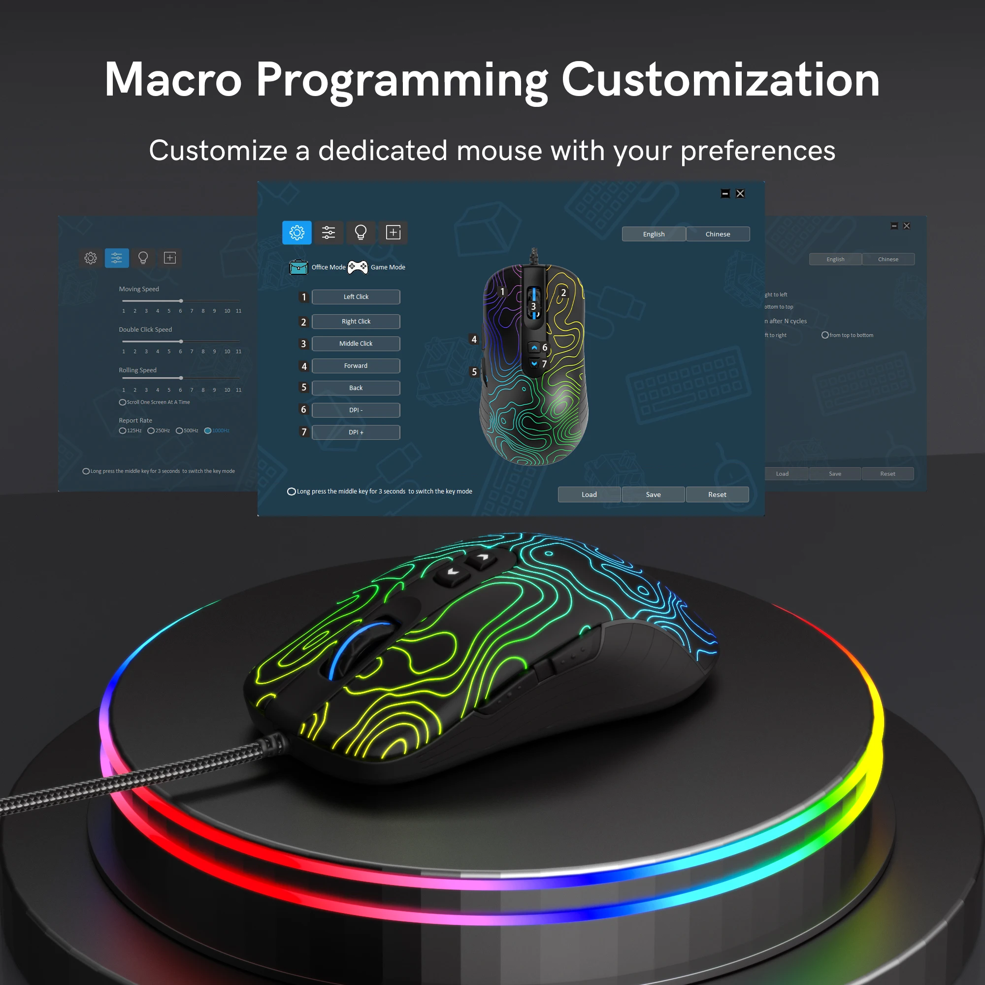 

Womier G706 RGB Backlight Gaming Mouse 12000 DPI Wired Optical with 7 Programmable Buttons for PC Windows Mac Laptop Black Mouse