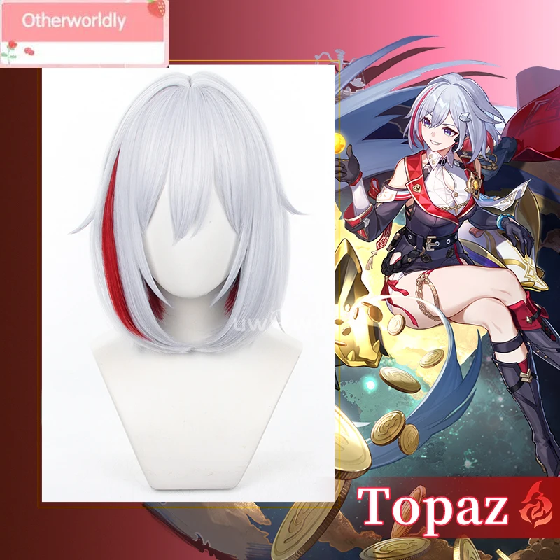 

Парик для косплея Honkai Star Rail Topz HSR, серебристые волосы средней длины