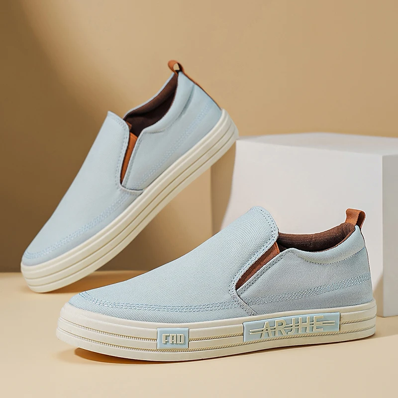 

Легкие мужские кеды из канваса, удобные низкие вулканизированные туфли, мужские эспадрильи, нескользящие повседневные туфли, мужские слипоны 2026