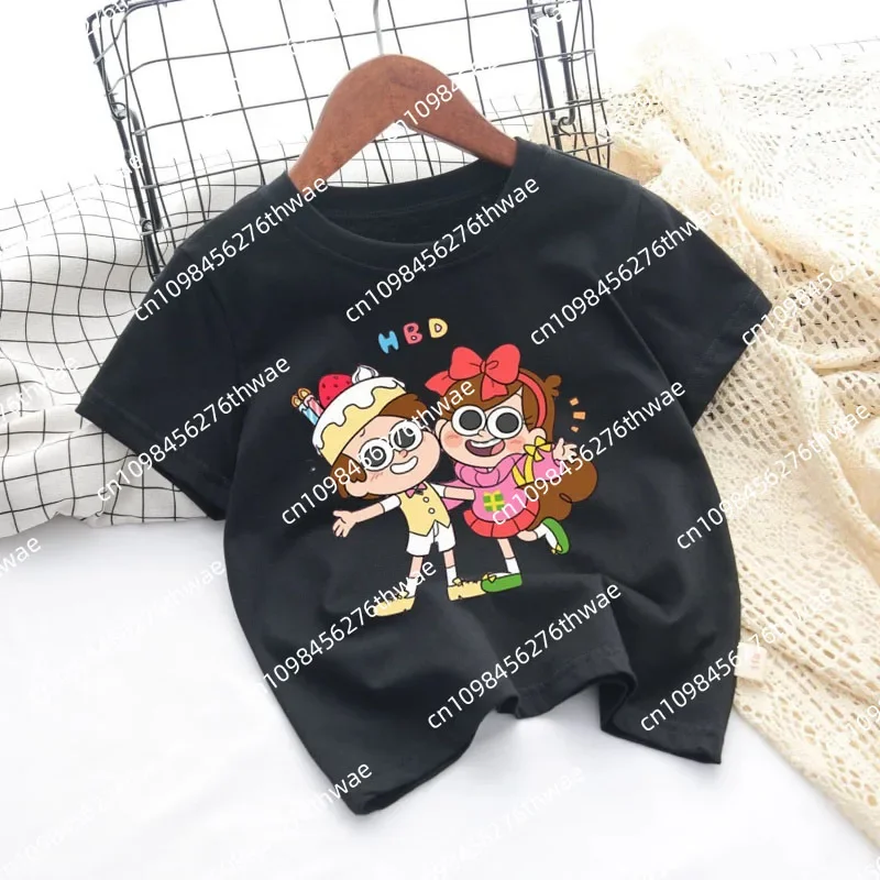 

2025 Weird Town Gravity Falling Cartoon Print Children's Anime T-Shirt Boys and Girls Casual Shirt Sport Short Sleeve Shirt