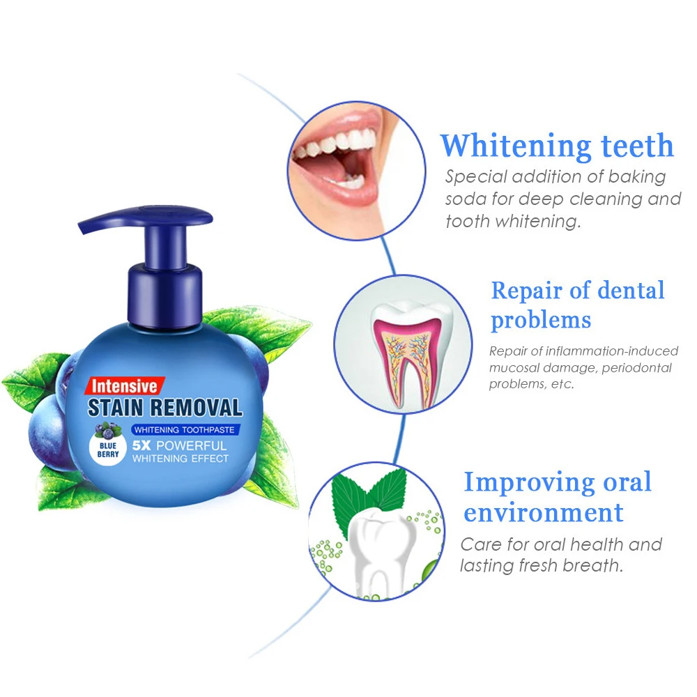 Soda Fruit Flavour Toothpaste Teeth Whitening Cleaning Stain Removal Fight Bleeding Gums Baking Dental Oral Care Protect Gums