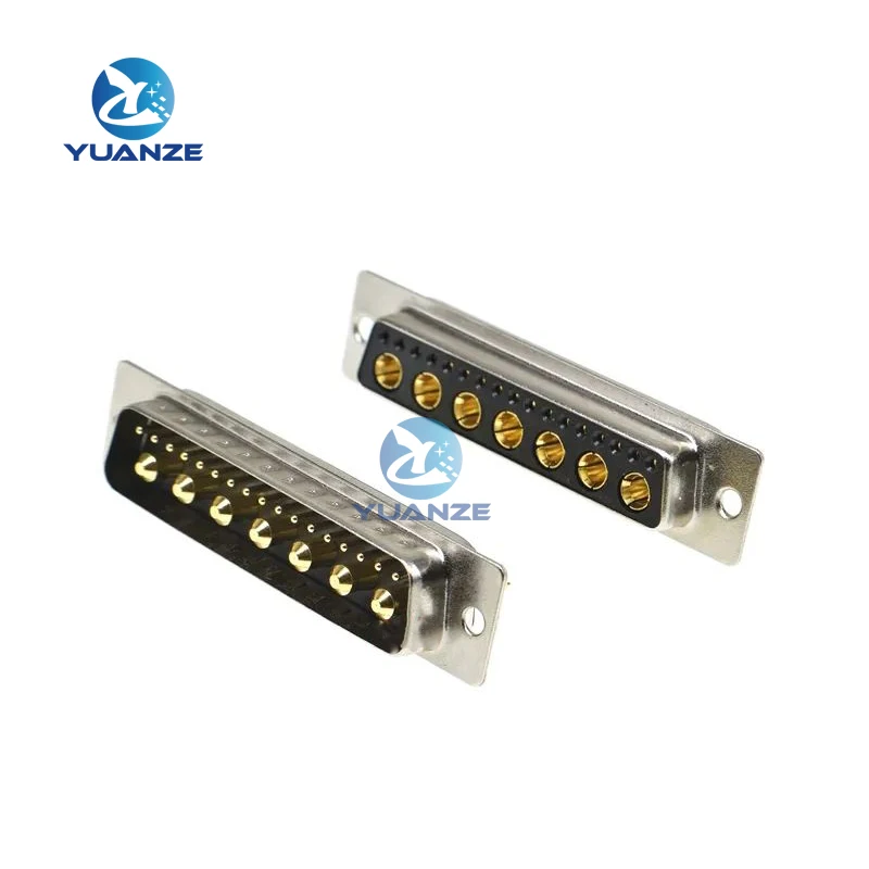 1PCS 24W7 30A Gold plated MALE FEMALE high current CONNECTOR D-SUB adapter solder type 17+7 plug jack high power 24 Position