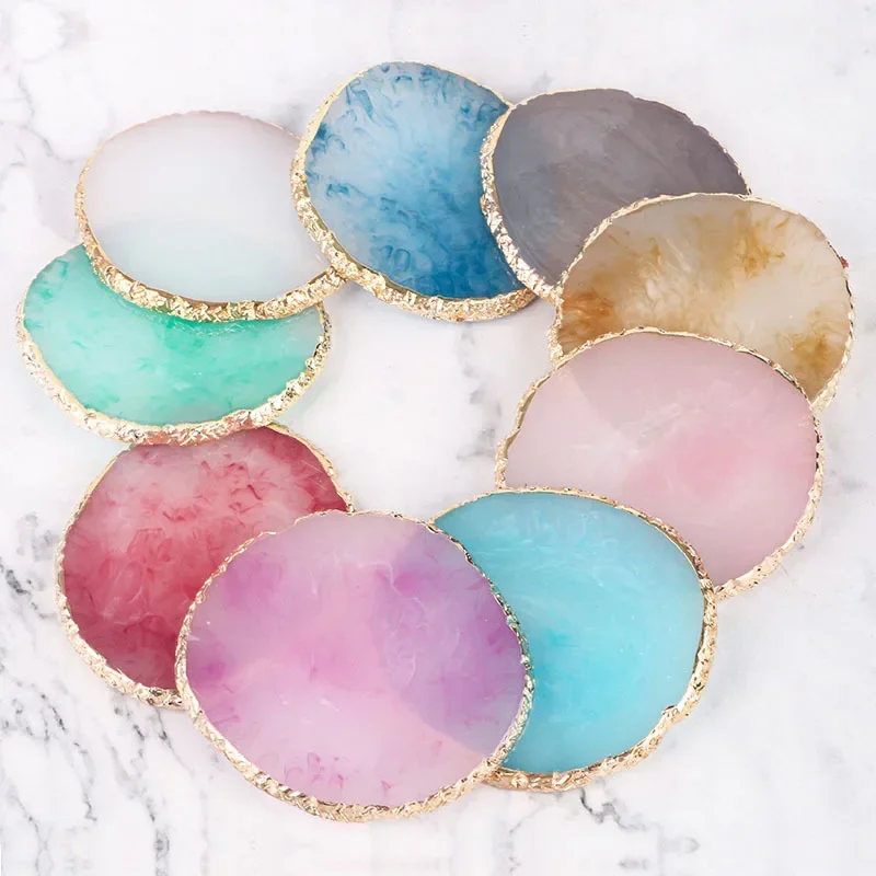 

1PC Round Resin Agate Stone Nail Color Palette Gel Polish Pallet Mixing Drawing Paint Plate Manicure For Nails Art Display Shelf