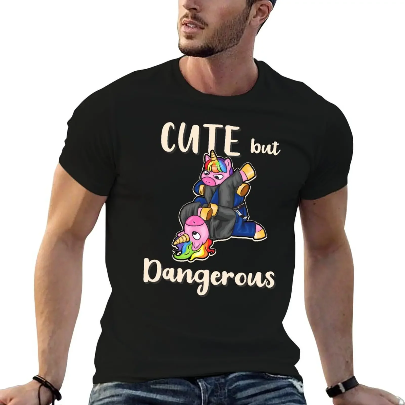 

Cute But Dangerous Unicorn Shirt Funny Jiu Jitsu MMA T-Shirt animal prinfor boys shirts graphic plain black t shirts men