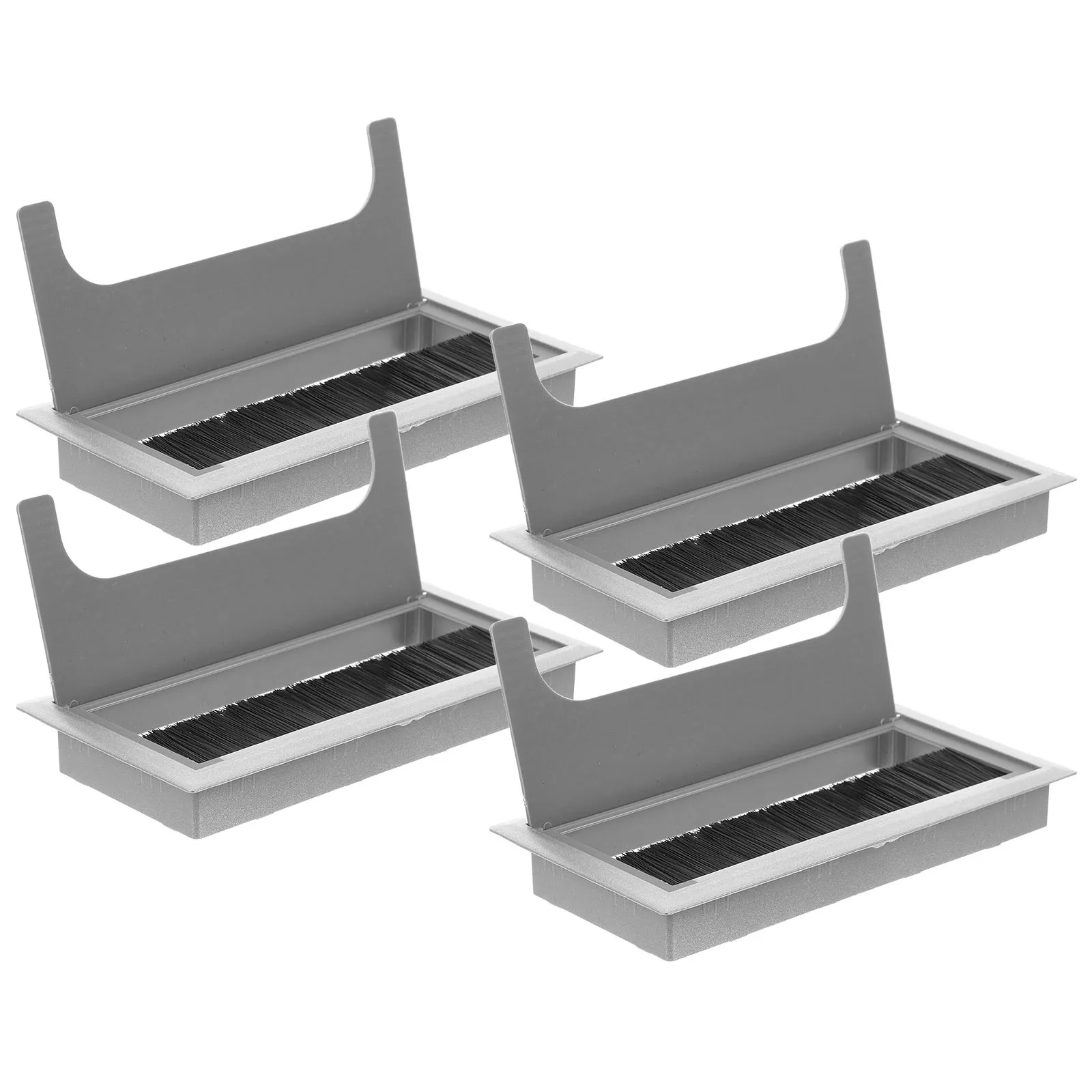 

4pcs Desktop Hole Grommet Black Plastic Cable Grommet Desk Wire Hole Insert Brush Set For Office Desk Cable Management Table