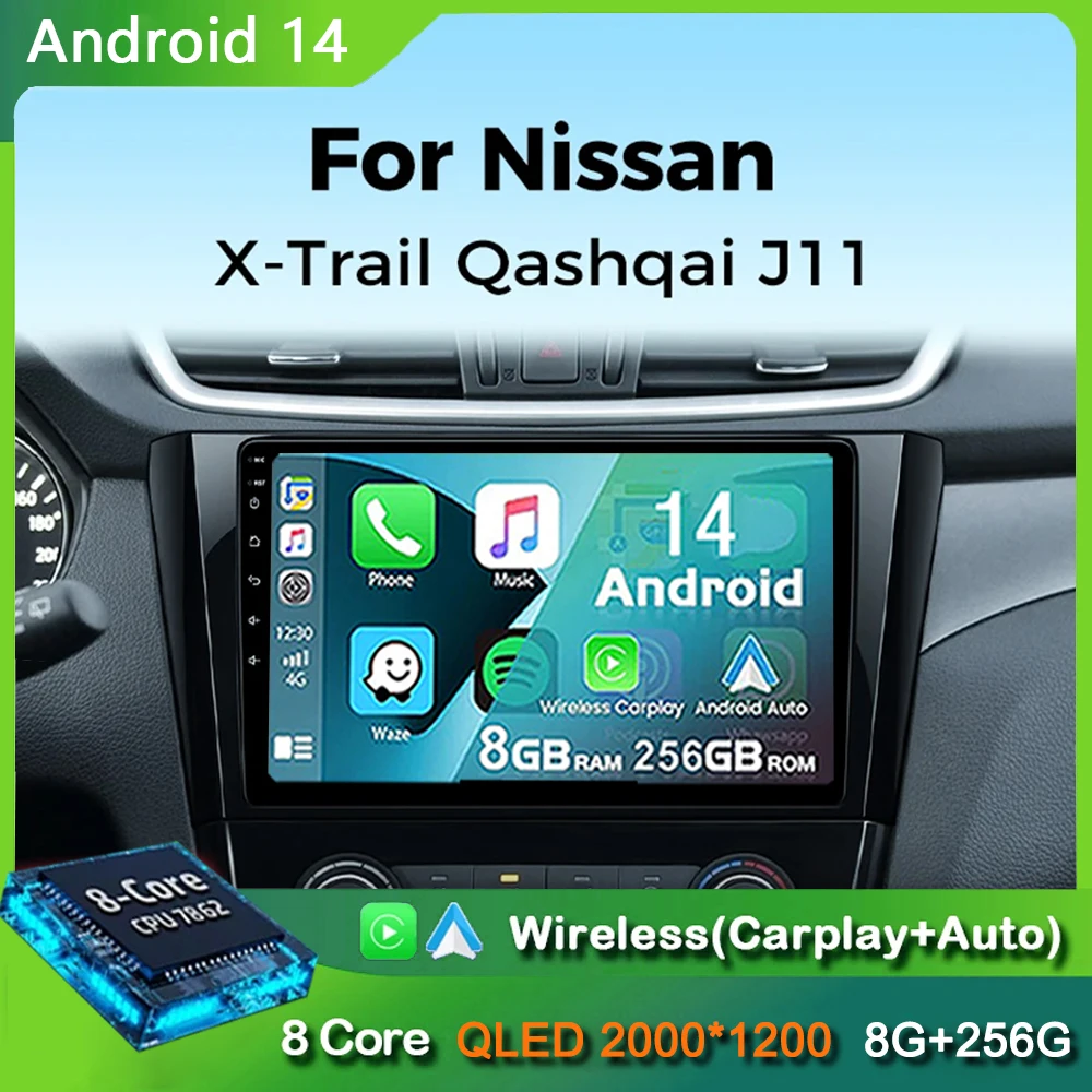 

Android 14 Car radio For Nissan X-Trail 3 T32 Qashqai J11 2 2014-2020 Carplay Android auto Qualcomm Car stereo Multimedia player