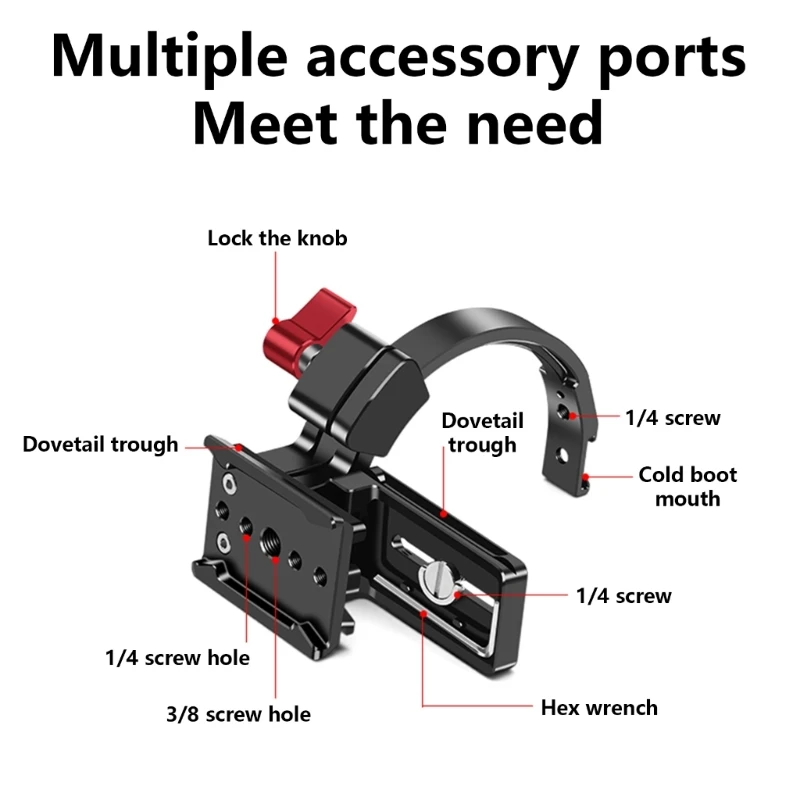 DXAB Quick Rotate Camera Support Bracket with Semi Rings Open Designing for Unhindered Operate Aluminum Alloy Holder