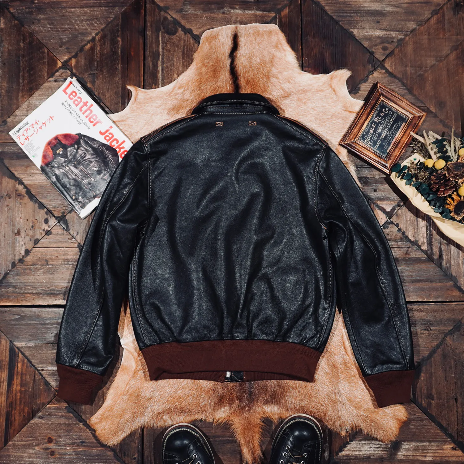 Washed vegetable tanned calfskin A2 flight suit jacket replica 27622 McCoy