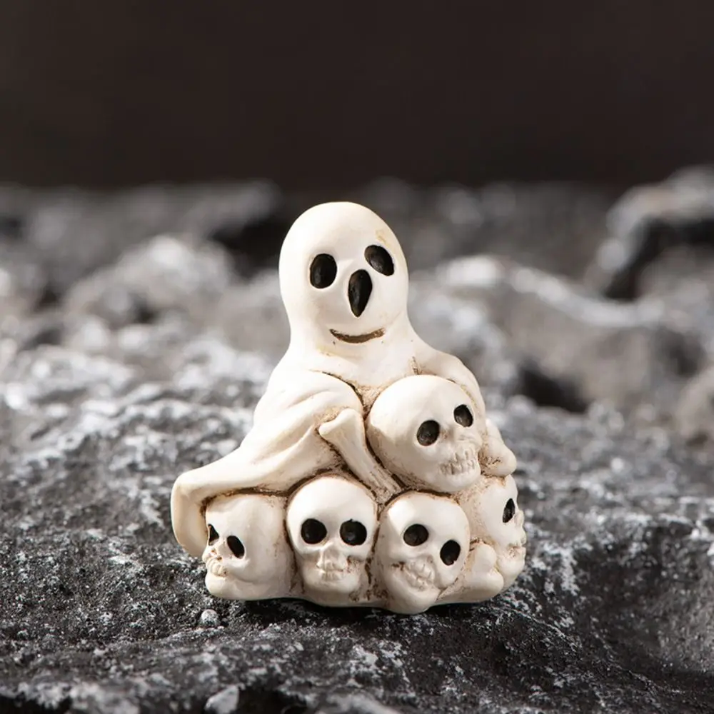 Figurines de squelette de citrouille d'Halloween en dessin animé, artisanat en résine, bricolage, statue de crâne de momie, miniatures mignonnes, ornements de fantômes, décoration de la maison