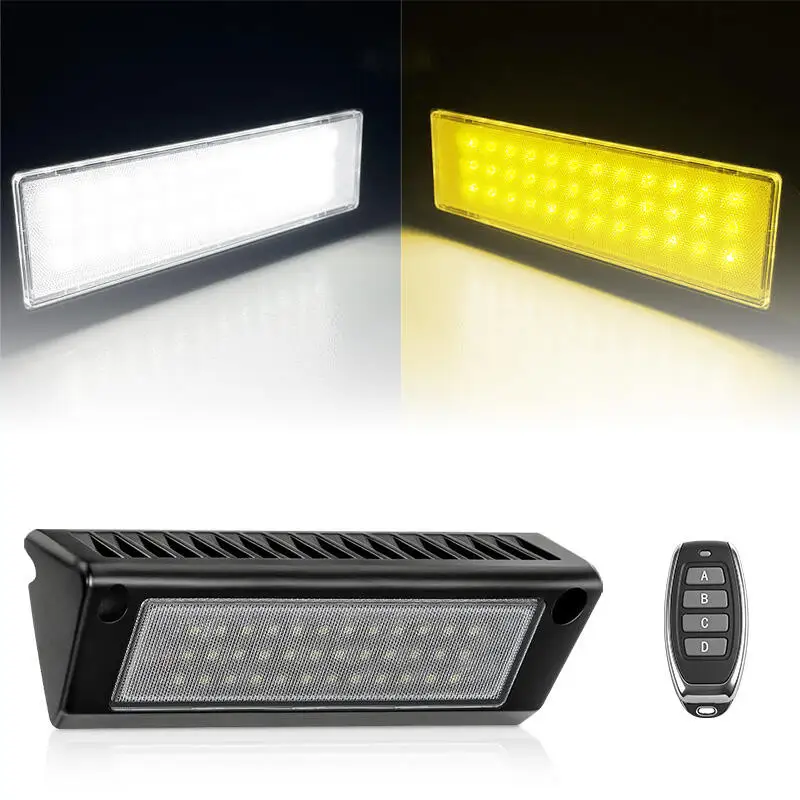 9Inch RV Exterior LED Light with Remote RV Light Remote Control for Outdoor Camper Porch Trailer Exterior White&Amber Dual Color