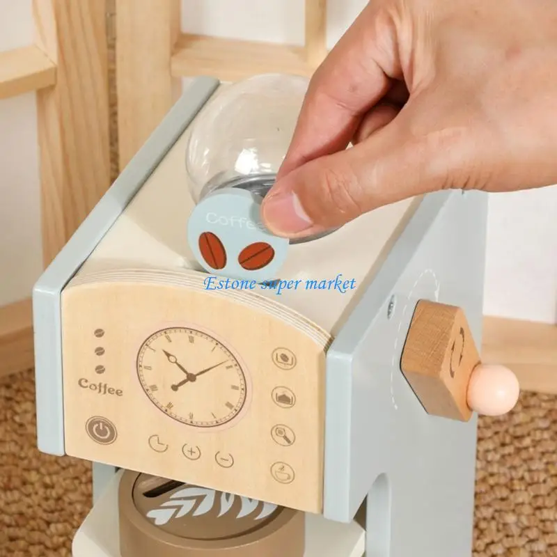 090B Woodens Coffee Maker Toy Kids Coffee Maker Playset for Skill Development Gifts