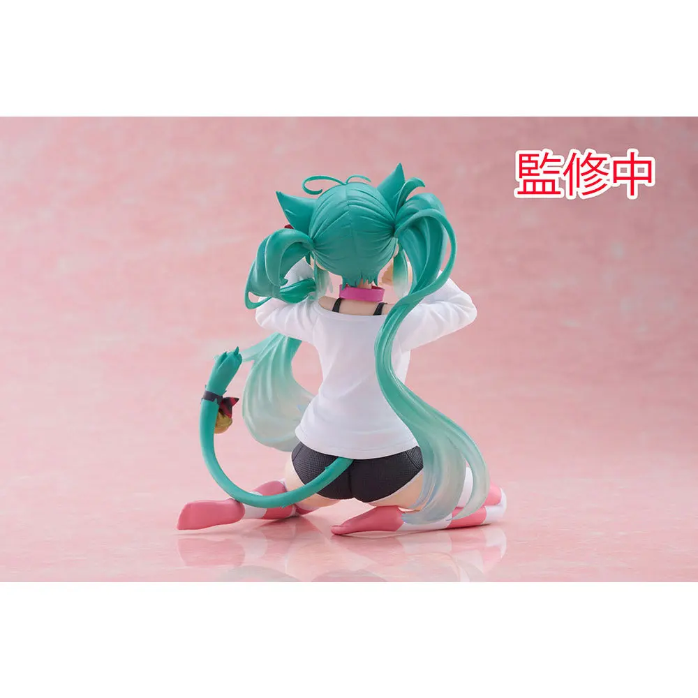 Figura de Anime Hatsune Miku de 13CM, camisa de manga larga con orejas de gato, modelo de animación para arrodillarse, juguete para regalo, colección de adornos decorativos de PVC