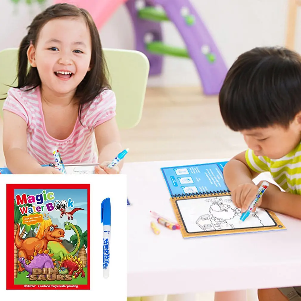 어린이 수제 다채로운 물 그림책 유치원 색칠 낙서 재사용 가능한 마술 물 그림 책