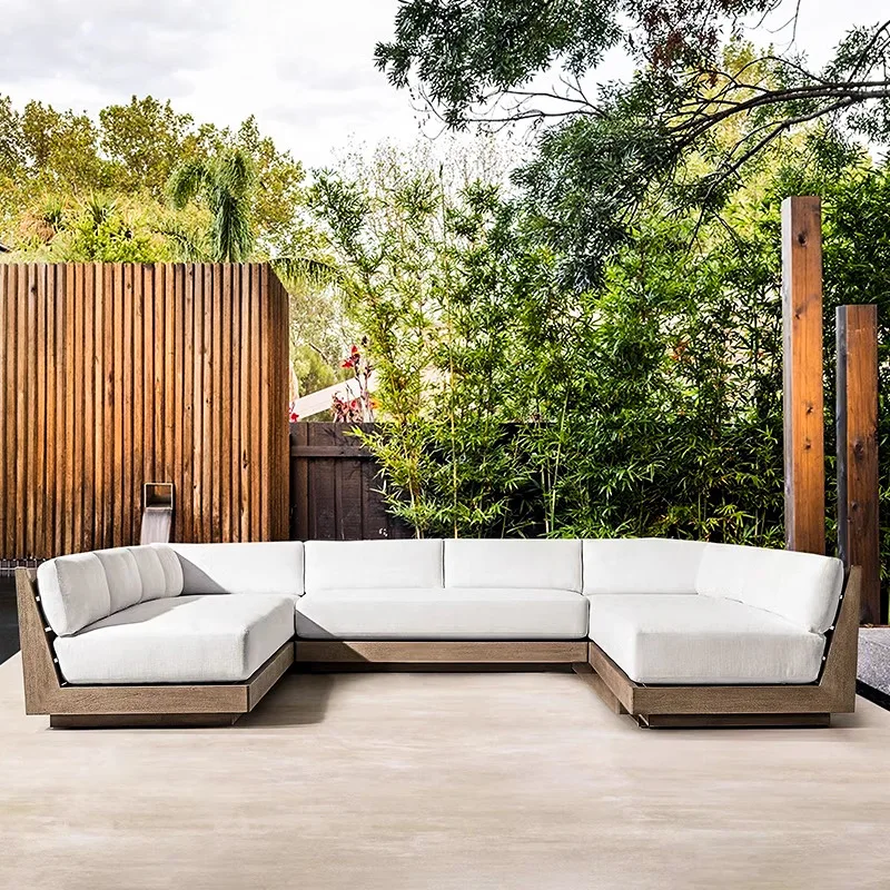 

Outdoor sofa courtyard custom waterproof sunscreen open-air garden outdoor furniture leisure outdoor teak sofa combination