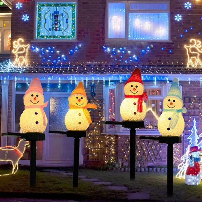 SHGO Christmas Decorations Solar Lights Outdoor Garden Decor for Snowman Ornaments, Solar Powered, Auto On/Off, IP65, 1PC, Pink
