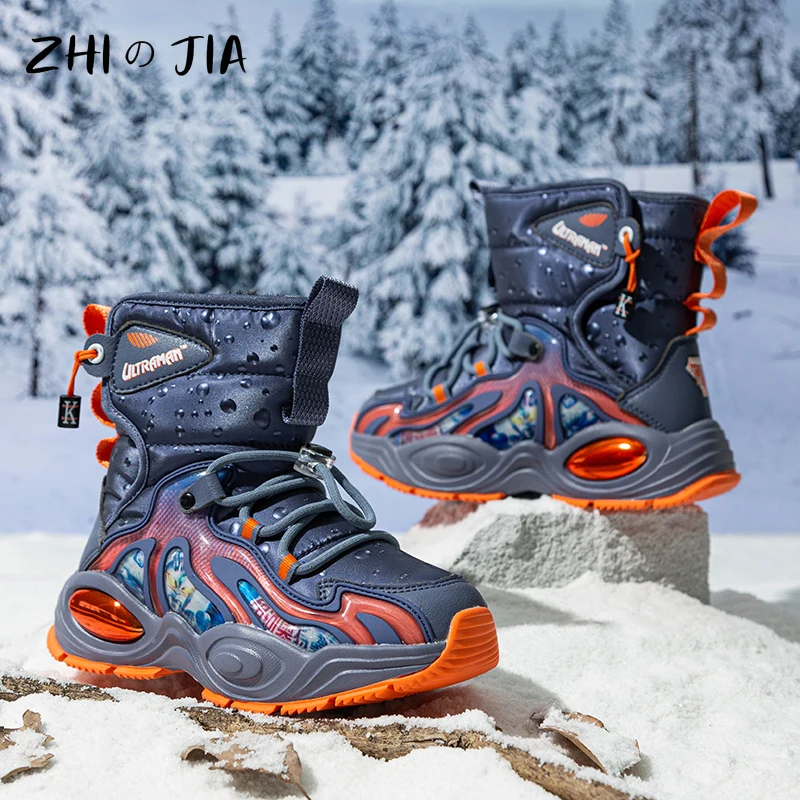 Hoge Kwaliteit Verdikte Kinderen Snowboots Outdoor Anti Slip Duurzame Warme Laarzen Jongens Meisjes Mode Hoge Top Pluche Laarzen 27-39