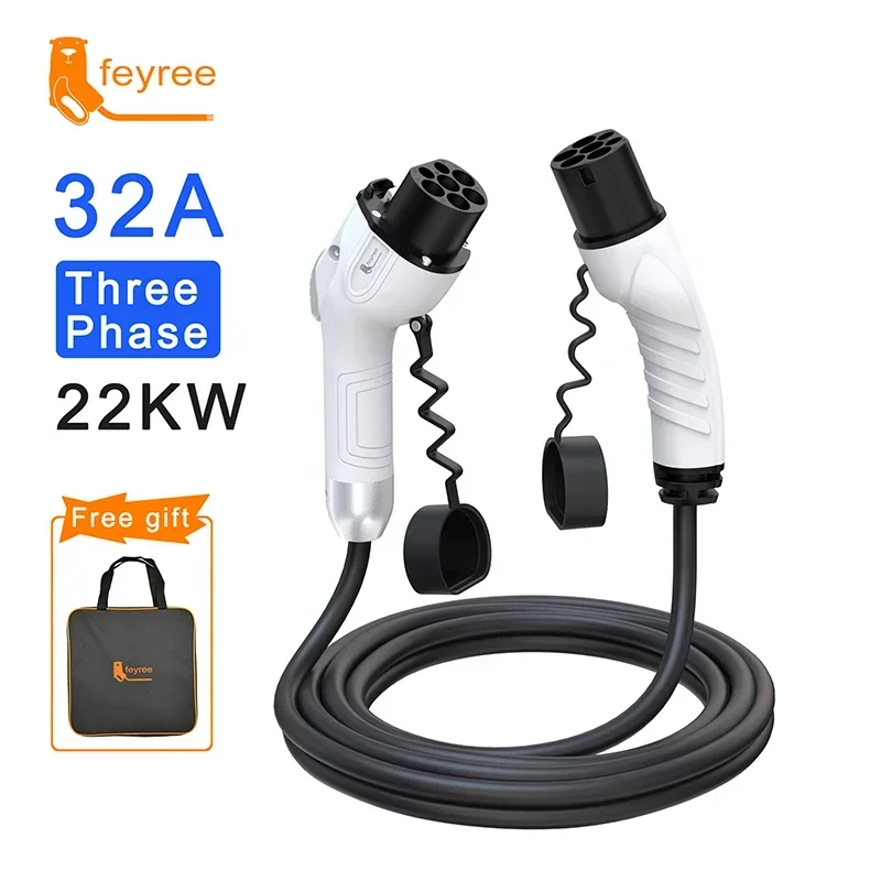 feyree EV Charging Cable GB/T Female Car side to type2 Male Plug 16A 3.5KW 32A 7KW 1Phase 11KW 22KW 3Phase for Electric Car 5m