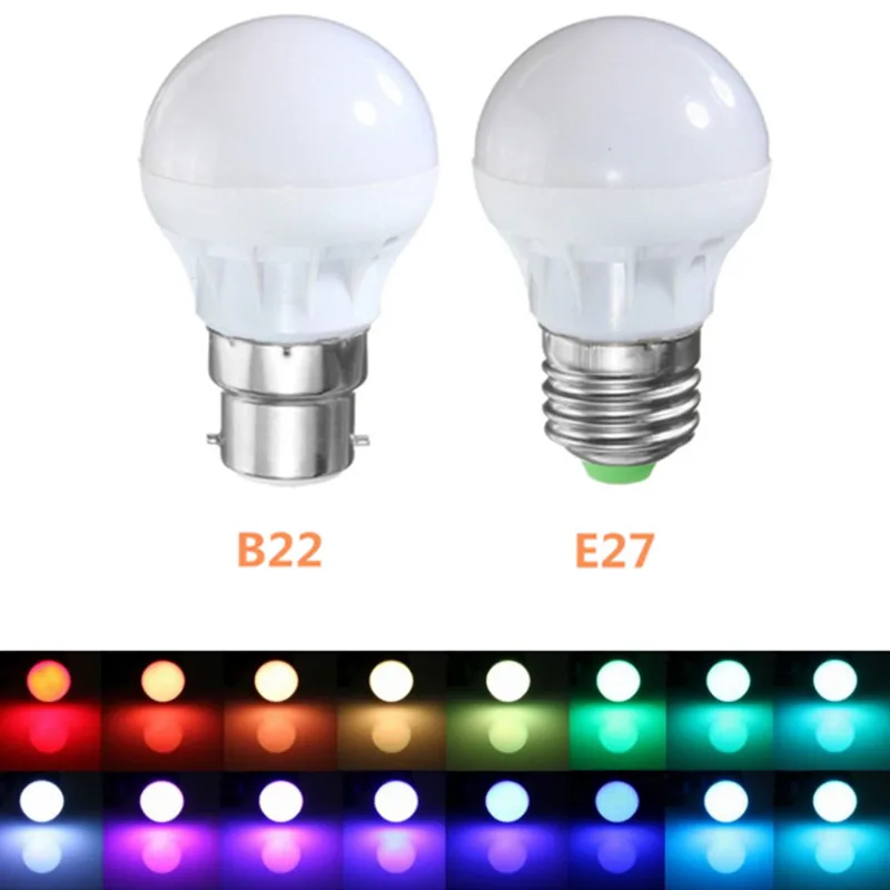 

E27 B22 RGB LED Light Globe Bulb B22 5050SMD Energy Saving Lamp Spotlight Bulb 16 Colors Changing Decor Lighting AC85-265V