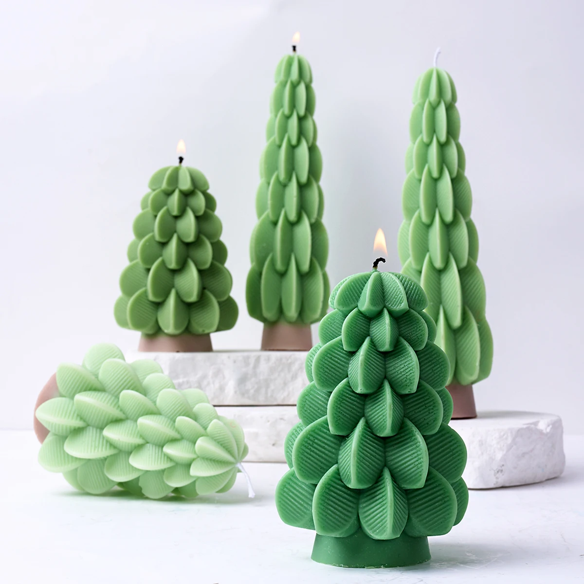 DIY Christmas Tree Silicone Candle Mold Handmade Aromatherapy Plaster Crafts Epoxy Soap Making Casting Molds Christmas Ornaments