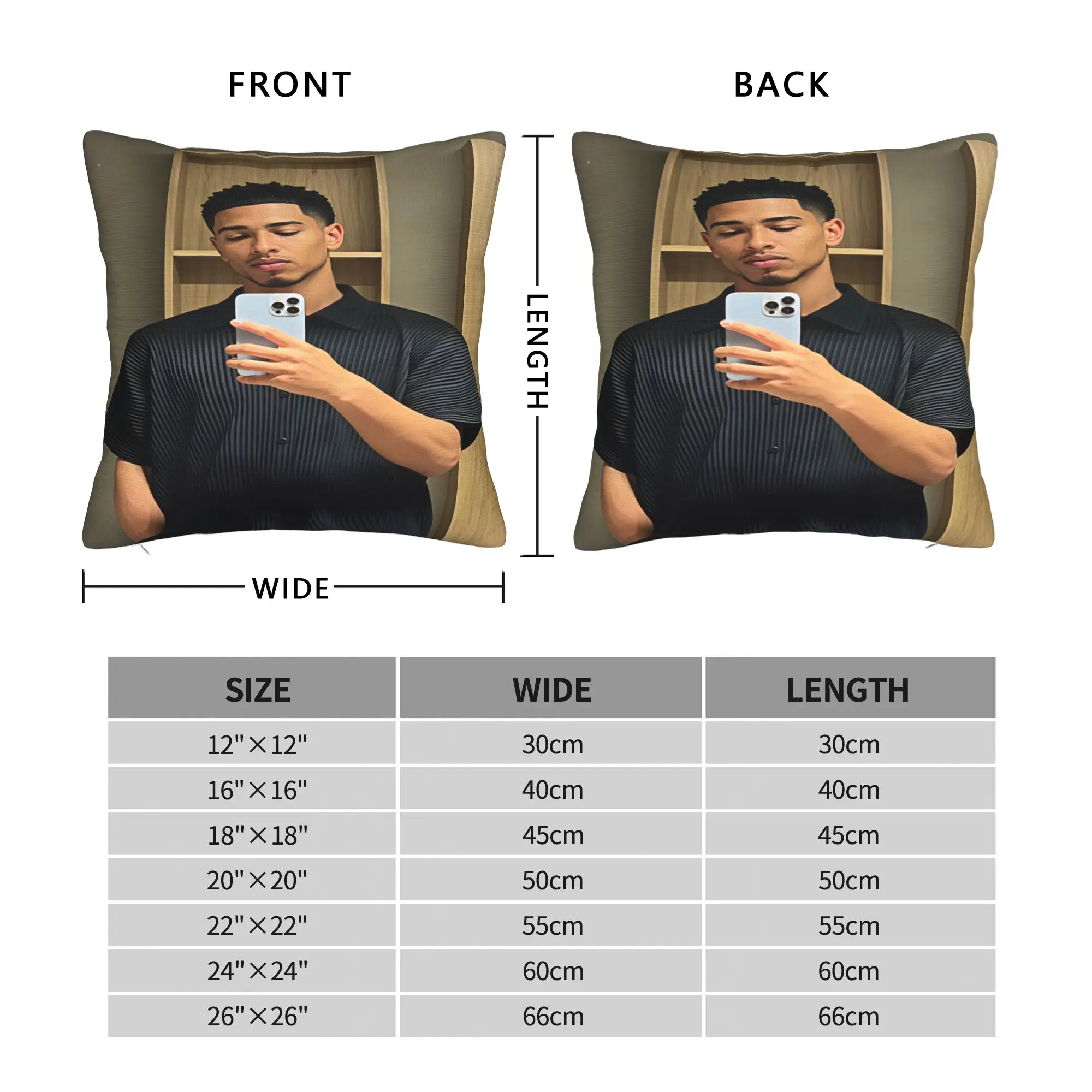 Pillow Cover Jude Bellingham Casual Shirt Mirror Selfie  Novelty Pillow Case For Living Room Bed Chair Pillowcases