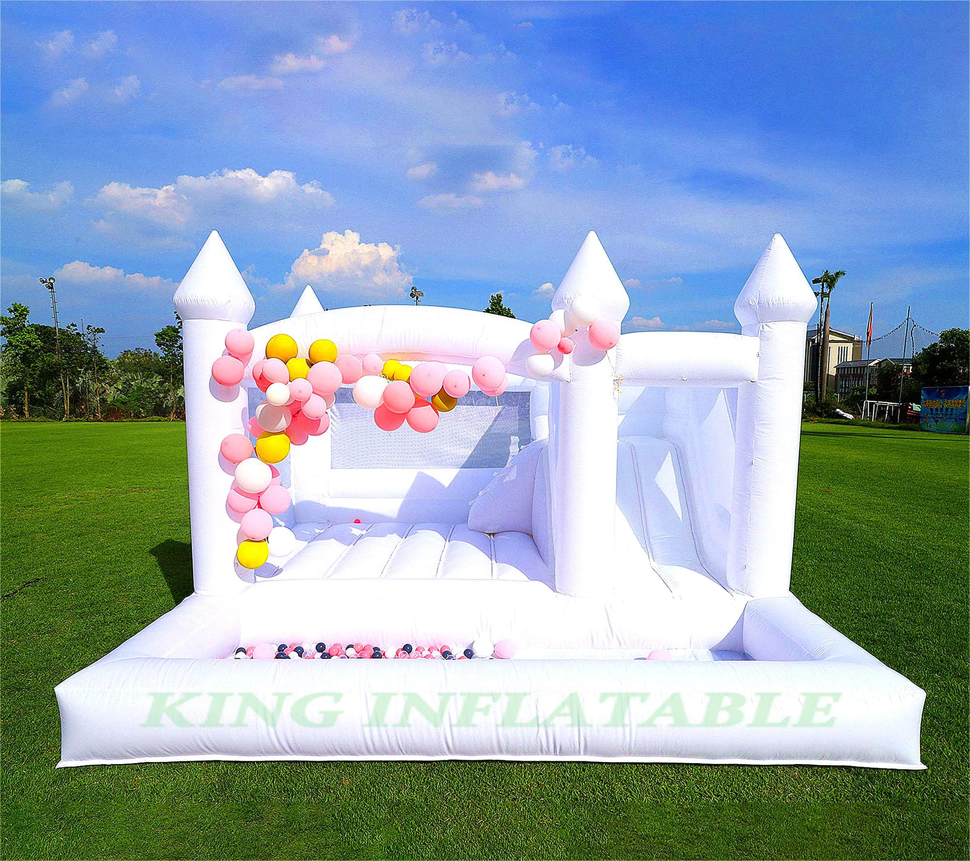 15x15x10FT Commercial PVC White Inflatable Bounce House Adult Kids Bounce House Bouncy Castle With Slide,Ball Pit For Party