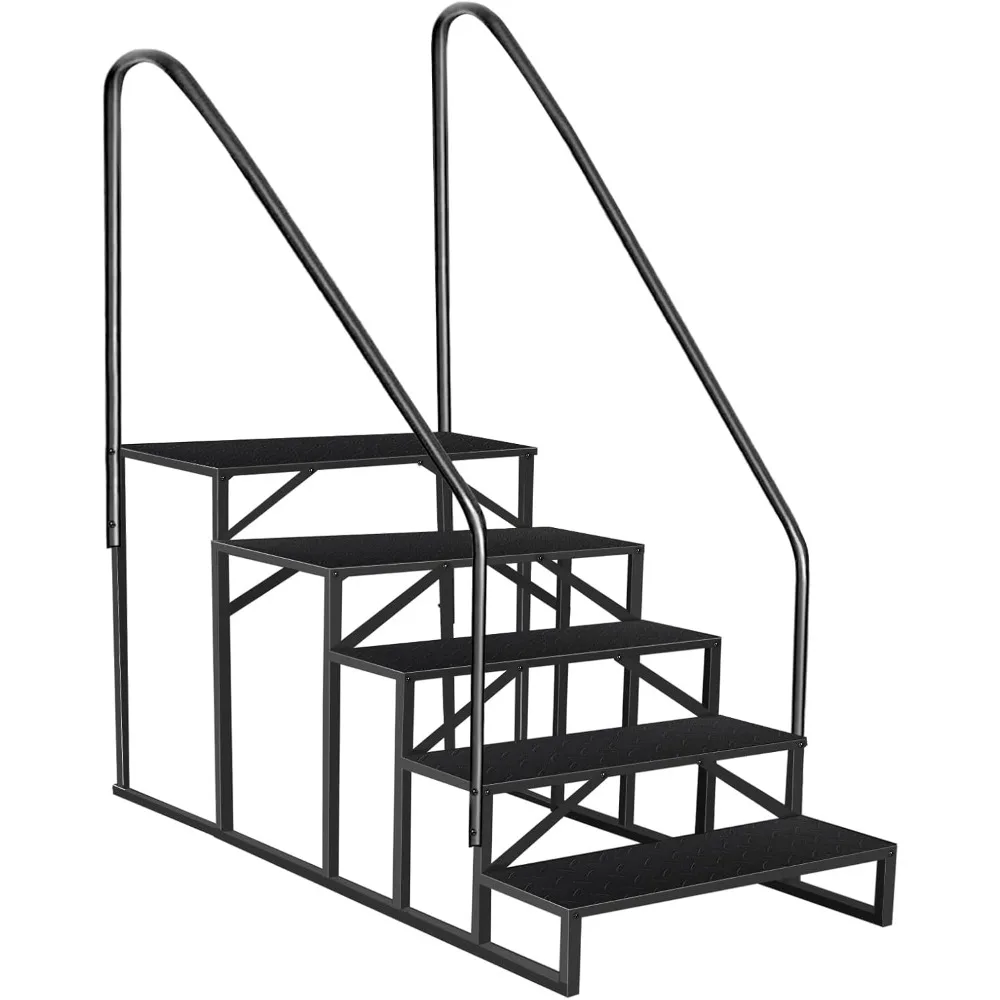 Wohnmobil-Treppe mit 2 Handläufen | 5-stufige Spa-Stufen | Aktualisieren Sie 3.0-Wohnmobil-Stufen für den Außenbereich mit rutschfesten Pedalen | Außenstufen für Reiseanhänger