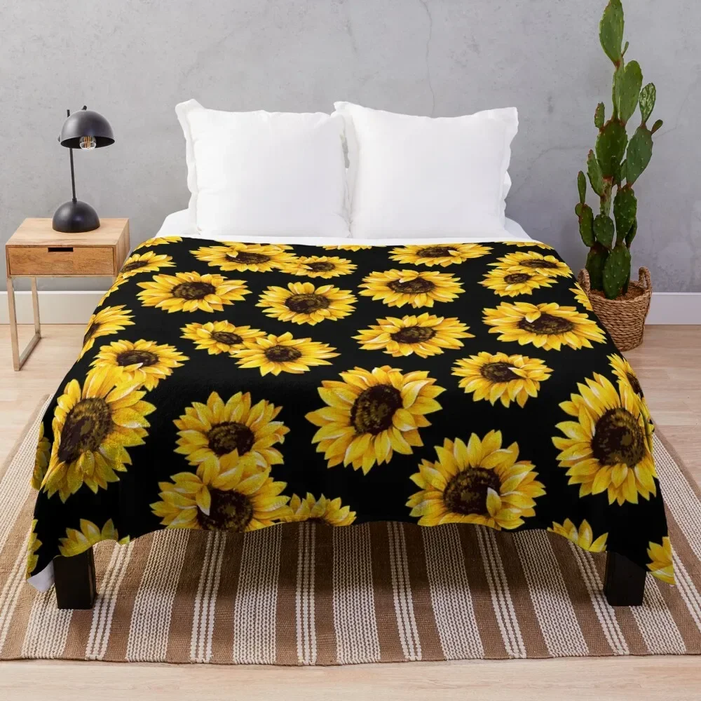 

Sun flowers floral pattern - yellow flower Throw Blanket Moving halloween Thin Blankets